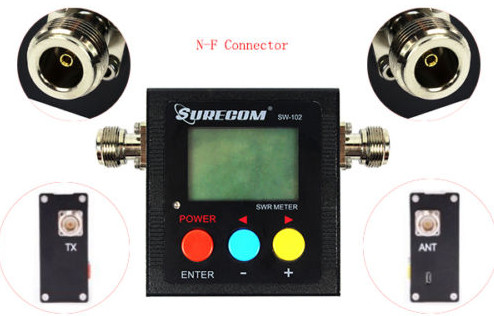 Radioddity Surecom SW-102 Digital Antenna Power &SWR Meter VHF/UHF 125-525MHz 
