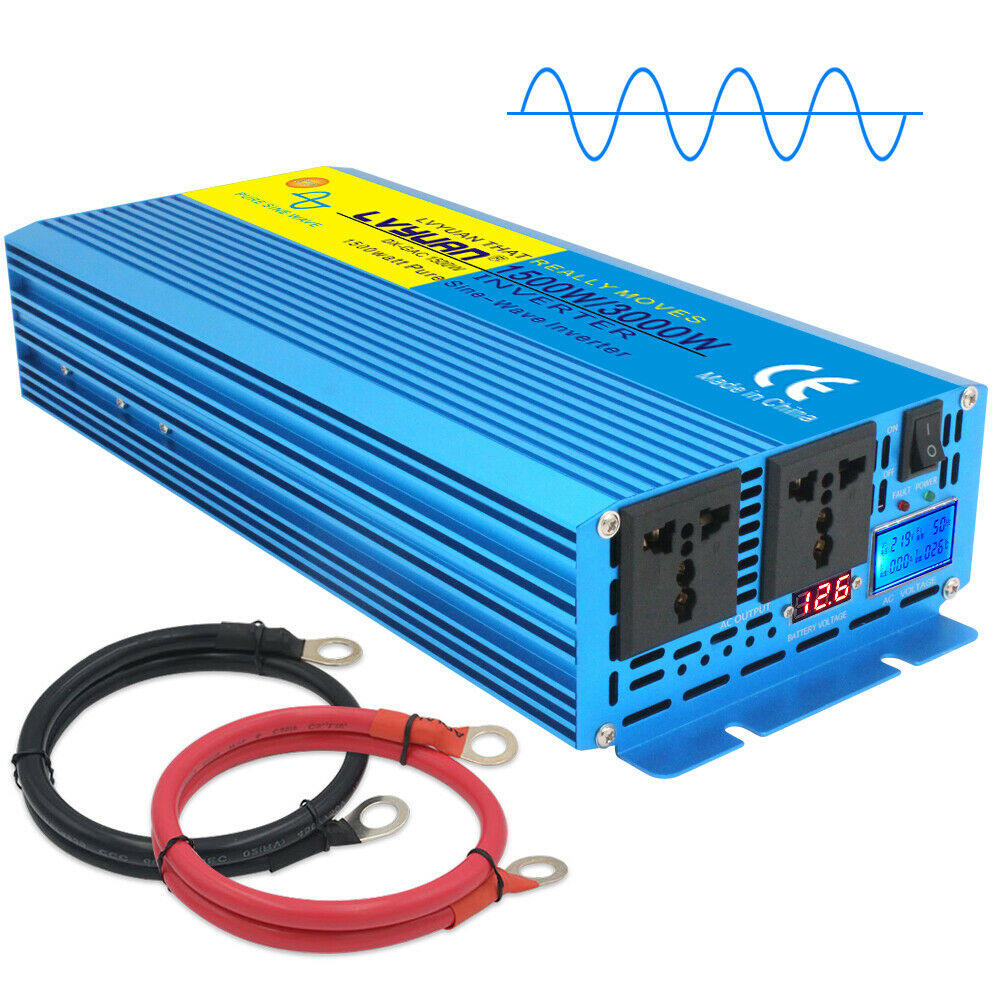 3000W Power Inverter DC 12V to 230V AC with LCD Display with