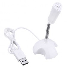 White Mini Stand Desktop USB Microphone 360 Degree Mic for Desktop PC Laptop Computer