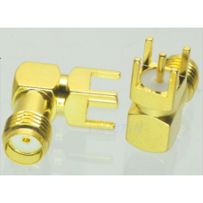 Connector SMA female solder PCB mount right angle 5.08mm