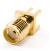 Connector SMA female jack solder PCB mount partial foot straight 5.08mm 