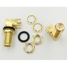 Gold Copper Long SMA Adapter PCB Mount SMA Female Jack Right Angle Coaxial RF SMA Connector