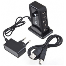 7 Port High Speed USB 1.1 2.0 Hub + AC Power Adapter EU Plug