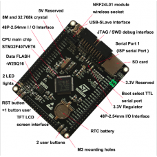 STM32F407 Development board serial port NRF24L01,JTAG, RTC, LCD, FLASH, 48Ports