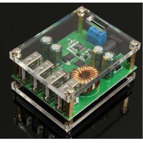 Convertitore Step Down DC-DC 7-60V A 5V 5A Con 4 USB + Custodia