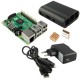 Raspberry Pi 2 Model B 1GB (4 core Broadcom BCM2836 CPU) with Black enclosure, two Heat-sinks and power supply