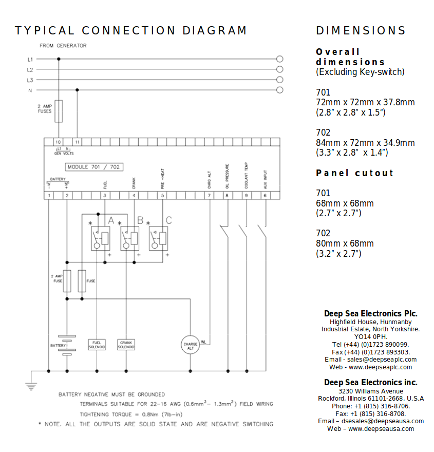 702K-AS-HC Auto Start Generator Controller Board Panel